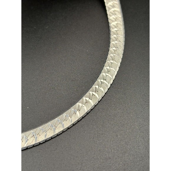 Vintage Italian Made Reversible 18”  925 Sterling Silver Wide Herringbone Chain - Picture 4 of 16